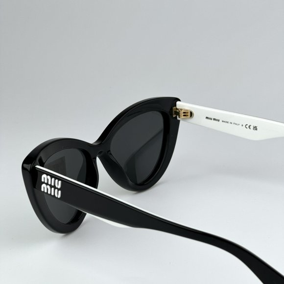 Miu Miu MU04YS 10G5S0 BRAND NEW Sunglasses Black Dark Grey Cat Eye Women - Picture 10 of 12